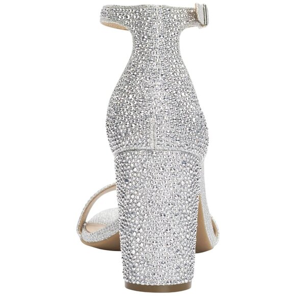 INC International Concepts Two-Piece Sandal Block Heel Silver Crystal Gray 9M - Picture 9 of 11